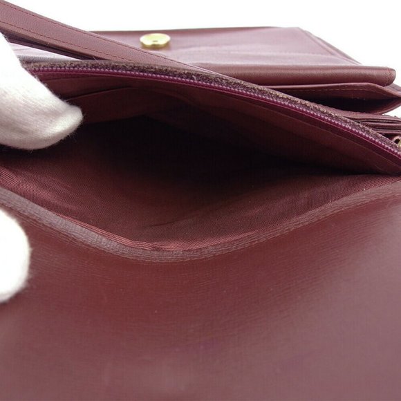 Cartier Clutch Bag Mastline Bordeaux Leather Authentic USED - Picture 8 of 8
